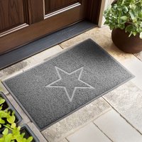 Nicoman Embossed PVC Spaghetti Embossed Star Door Mat in Grey | Size: 45 cm x 75 cm