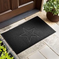 Nicoman Embossed PVC Spaghetti Embossed Star Door Mat in Black | Size: 45 cm x 75 cm