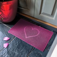 Nicoman Embossed PVC Spaghetti Pressed Heart Doormat in Pink | Size: 40 cm x 60 cm