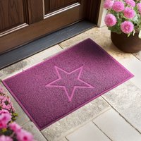 Nicoman Embossed PVC Spaghetti Embossed Star Door Mat in Pink | Size: 40 cm x 60 cm
