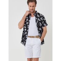 Threadbare Men's 'Conta' Cotton Turn-Up Chino Shorts with Woven Belt in White | Size: 32R