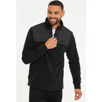Threadbare Men's 'Pedro' Quarter Zip Quilted Fleece Jumper in Black | Size: Medium