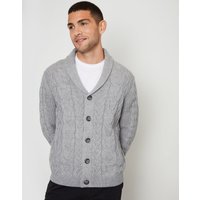 Finchley Cable Knit Shawl Collar Cardigan Wool