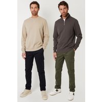 2 Pack Novak Cotton Cargo Style Trousers Stretch
