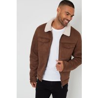 Olpherts Faux Suede Borg Lined Aviator Jacket