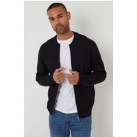 Bomber Style Knitted Zip Through Cardigan