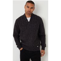 Mock Tee Funnel Neck Cable Knit Jumper