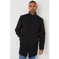 Longline Faux Wool Funnel Neck Coat