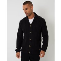 Cable Knit Shawl Collar Cardigan Wool