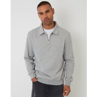 threadbare Men's Quarter Zip Collared Sweatshirt in Grey | Size: Medium