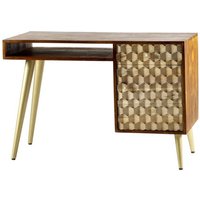 Indian Hub Edison Desk - Solid Mango Wood - L58 x W117 x H78 cm in Brown