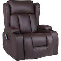 LUXURY LIFE Caesar Recliner Armchair 10 In 1 Massage & Heat Leather Chair in Brown