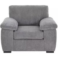 LUXURY LIFE Collingdale Jumbo Cord Fabric 1 Seater Sofa in Grey