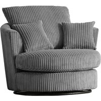 LUXURY LIFE Collingdale Dylan Jumbo Cord Fabric Swivel Chair in Grey