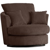 LUXURY LIFE Collingdale Dylan Jumbo Cord Fabric Swivel Chair in Chocolate