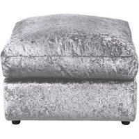 LUXURY LIFE Dylan Crushed Velvet Fabric Footstool in Silver
