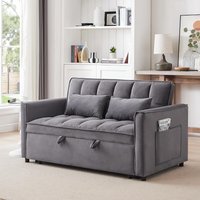LUXURY LIFE Madrid Velvet 2 Seater Pull Out Sofa Bed in Grey