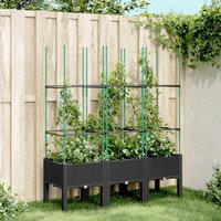 Berkfield Home Garden Planter with Trellis Black 120x40x142.5 cm PP