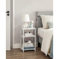 VASAGLE 3-Tier Sofa Side Table End Table Steel Frame Industrial Office in White