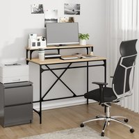 Berkfield Home Desk Sonoma Oak 100x50x90 cm Engineered Wood & Iron in Brown | Size: 100 x 50 x 90 cm