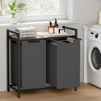 VASAGLE Laundry Sorter with 2 Compartments & Removable Bags in Dark Grey