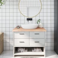 Berkfield Home Bathroom Countertop 100x50x(2-6) cm Untreated Solid Wood in Brown