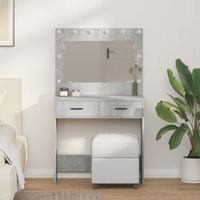 Berkfield Home Dressing Table with LED Lights Concrete Grey 78, 5x41x135 cm in Light Grey | Size: 5 x 41 x 135 cm