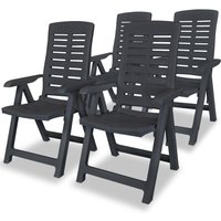 Berkfield Home Reclining Garden Chairs 4 pcs Plastic Anthracite in Black