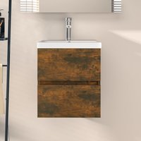 Berkfield Home Sink Cabinet Smoked Oak 41x38.5x45 cm Engineered Wood in Brown