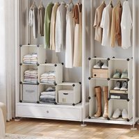 SONGMICS 16 Cube Modular Shoe Cabinet Wardrobe Pet Fence Storage Organiser in White