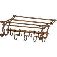 Berkfield Home Luggage Rack with Coat Hangers Wall Mounted Aluminium in Brown