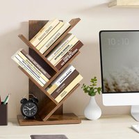 VASAGLE Tree Bookcase Floor Standing Corner Shelf Space-Saving Design in Brown