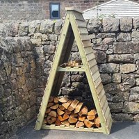 Churnet Valley Garden Furniture Ltd Triangle Log Store -Timber Fire Wood Kindling - Min. Assembly Required in Brown