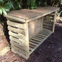 Churnet Valley Garden Furniture Ltd Heavy Duty Firewood Kindling & Log Store - Min. Assembly Required in Brown