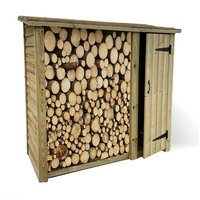 Churnet Valley Garden Furniture Ltd Heavy Duty Logstore with Tool Shed Kindling - Min. Assembly Required in Brown