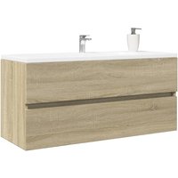 Berkfield Home Bathroom Sink Cabinet Sonoma Oak 100x38.5x45 cm Engineered Wood in Brown