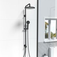 Nes Home Matte Black Round Exposed Shower Mixer Riser Rail Kit & 3 Mode Handset