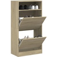 Berkfield Home Shoe Cabinet Sonoma Oak 60x34x116 cm Engineered Wood in Brown | Size: 60 x 34 x 116 cm