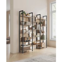 VASAGLE Large 14 Shelf Metal Bookcase Industrial Frame Home Office in Camel