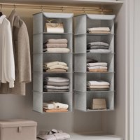 SONGMICS Vertical Closet Organizer Hanging Storage Collapsible Shelves in Light Grey