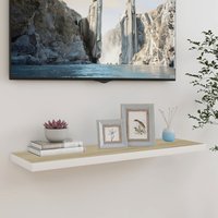 Berkfield Home Floating Wall Shelf Oak & White 90x23.5x3.8 cm MDF in Brown