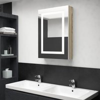 Berkfield Home LED Bathroom Mirror Cabinet White & Oak 50x13x70 cm | Size: 50 x 13 x 70 cm