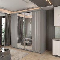Sliding Wardrobes 4U Monali Sliding Door Wardrobe 200cm X 217cm in Grey | Size: 200 cm X 217 cm