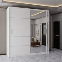 Sliding Wardrobes 4U Contemporary 2-Door Sliding Wardrobe with Mirror Door W150cm x H217cm in White