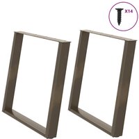 Berkfield Home vidXL Dining Table Legs U-Shaped 2 pcs Natural Steel 100x(72-73) cm Steel in Brown