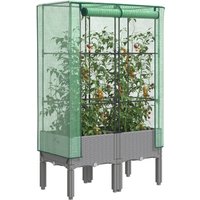 Berkfield Home Raised Bed with Greenhouse Cover Rattan Look 80x40x140 cm in Black | Size: 80 x 40 x 140 cm