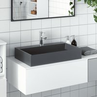 Berkfield Home Wash Basin 60x38x11 cm Mineral Cast/Marble Cast Anthracite in Black | Size: 60 x 38 x 11 cm
