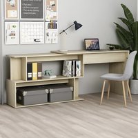 Berkfield Home Corner Desk Sonoma Oak 200x50x76 cm Engineered Wood in Brown | Size: 200 x 50 x 76 cm