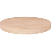 Berkfield Home Round Table Top √ò30x4 cm Untreated Solid Wood Oak in Brown | Size: 30x4 cm