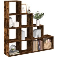 Berkfield Home Room Divider Bookcase 4-Tier Smoked Oak 131.5x29x131.5 cm Engineered Wood in Brown